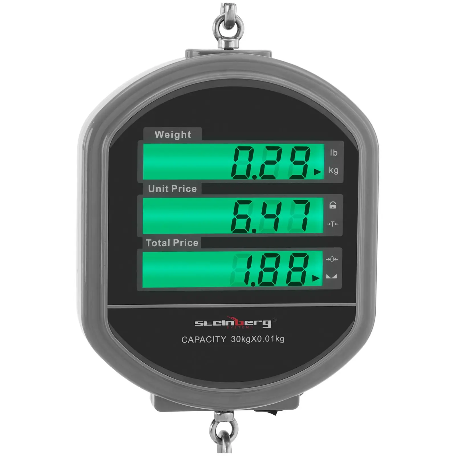 Akasztós mérleg - 0.1 - 30 kg / 5 g - LCD kijelző - távirányító