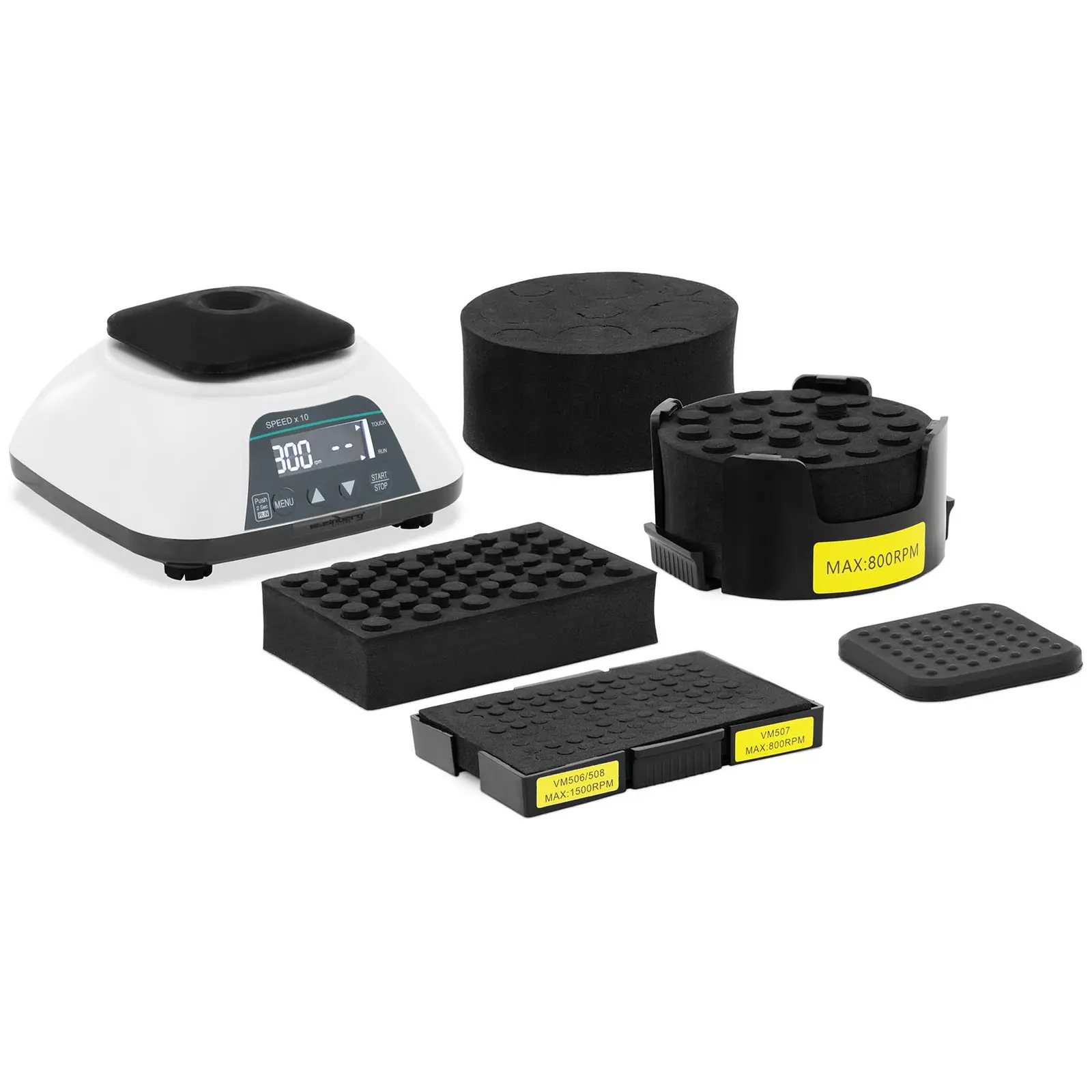 Vortex-mixer - 20 W - 3000 omdr./min. - 2 modi - 7 bakker