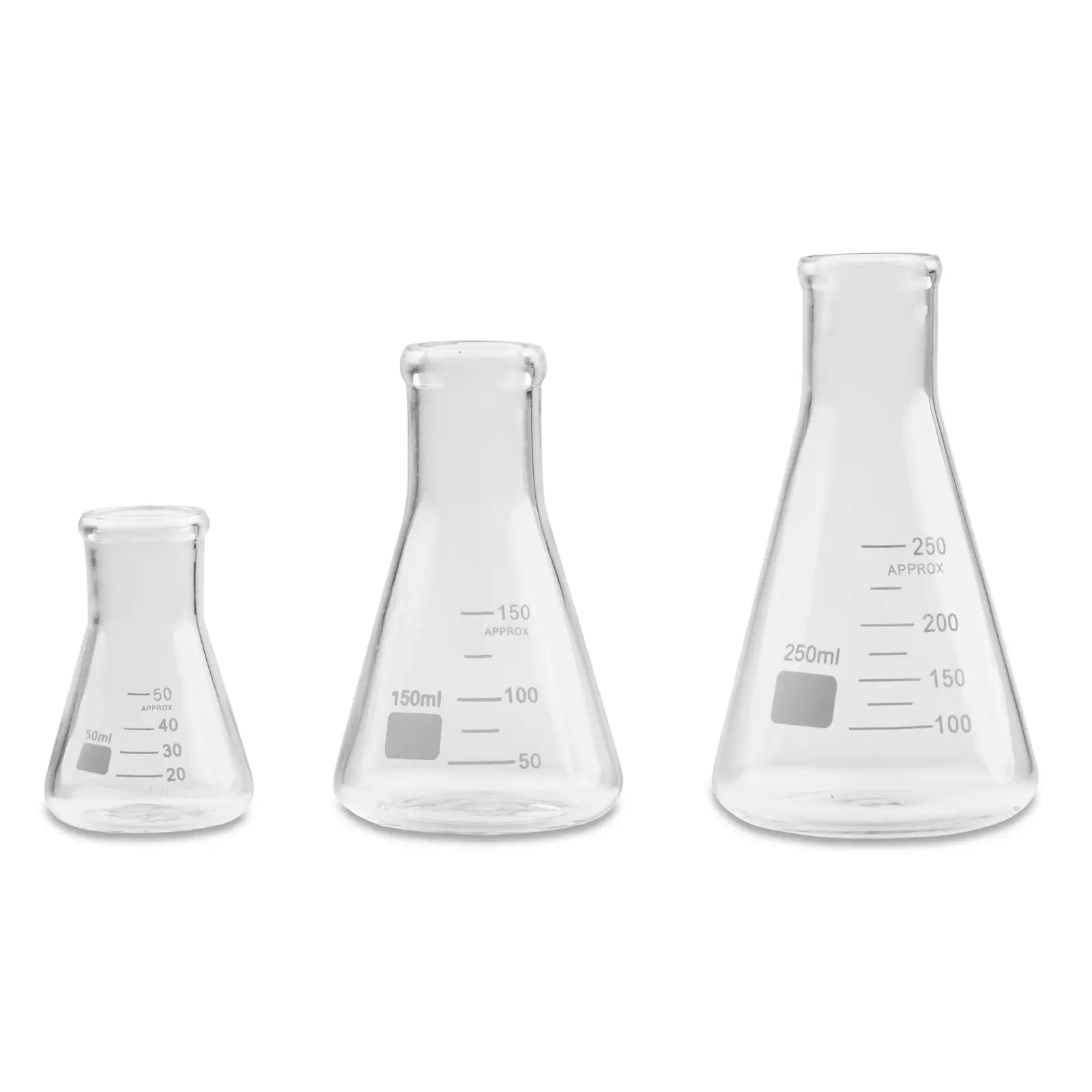 Laboratorní sklo - Erlenmeyerovy baňky - 3dílná sada