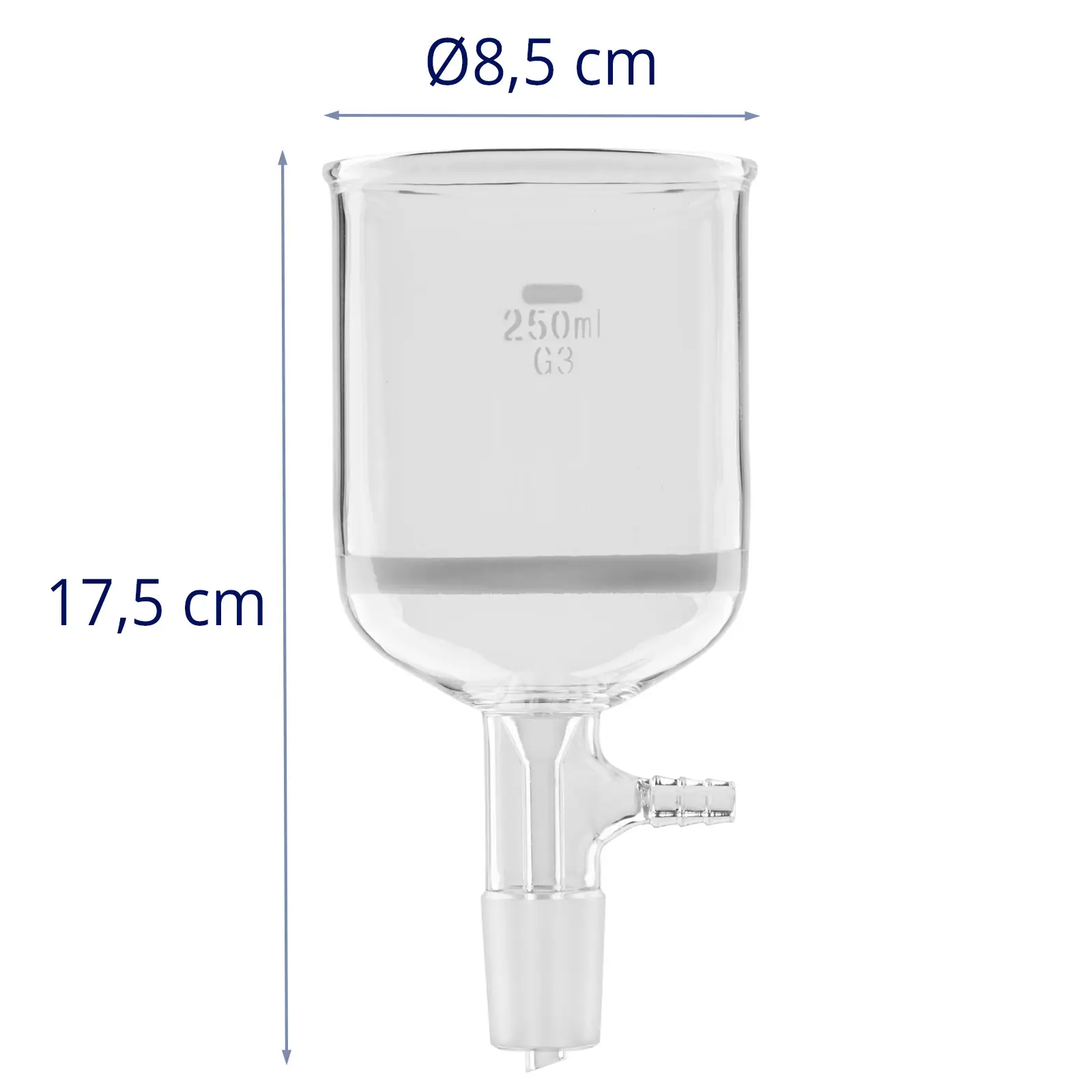 Skleněná nuč s fritou - membrána - 250 ml - normalizovaný zábrus: 24/40 (Materiál: Varné sklo)