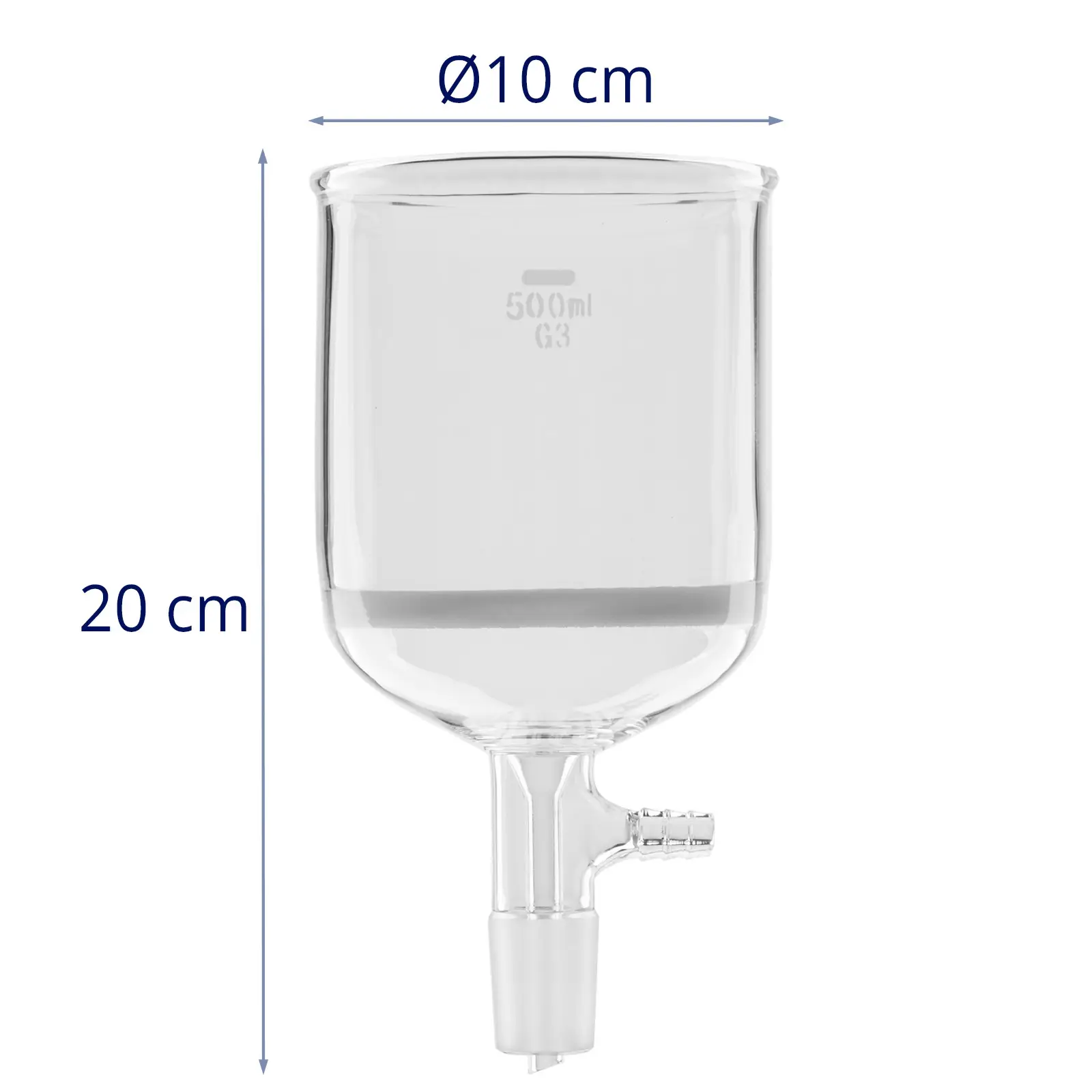 Lejek szklany laboratoryjny - membrana - 500 ml - szlif 24/40