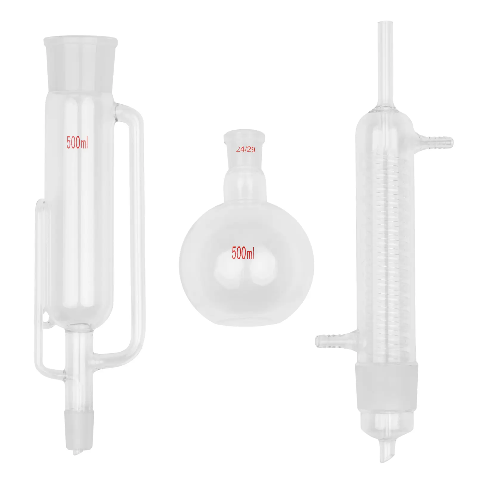 Soxhletův extraktor - se zpětným chladičem a titrační baňkou (500 ml) (Materiál: Varné sklo)