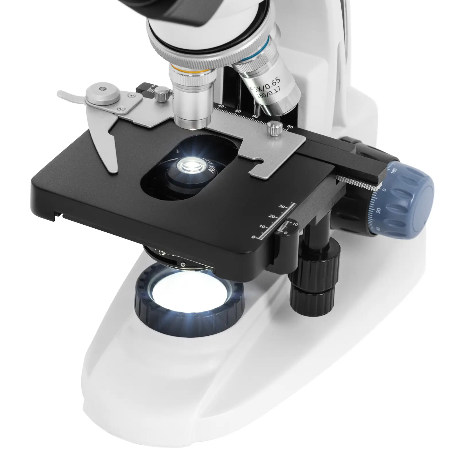Mikroskop - 40 až 1000x - trinokulární - LED procházející světlo (Hrubý rozsah nastavení: 32 mm)