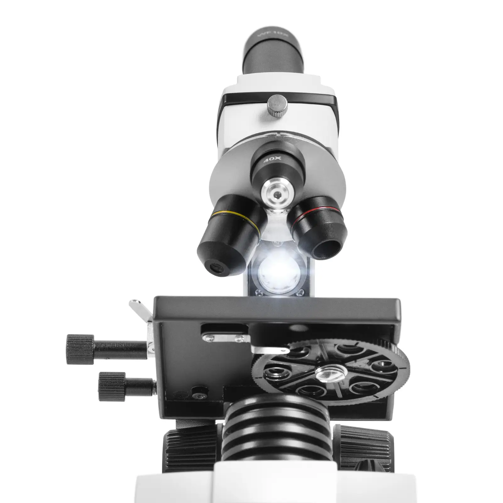 Mikroskop - 40 až 400x - monokulární - LED procházející a dopadající světlo - nastavitelná svorka (Barva: Černá)
