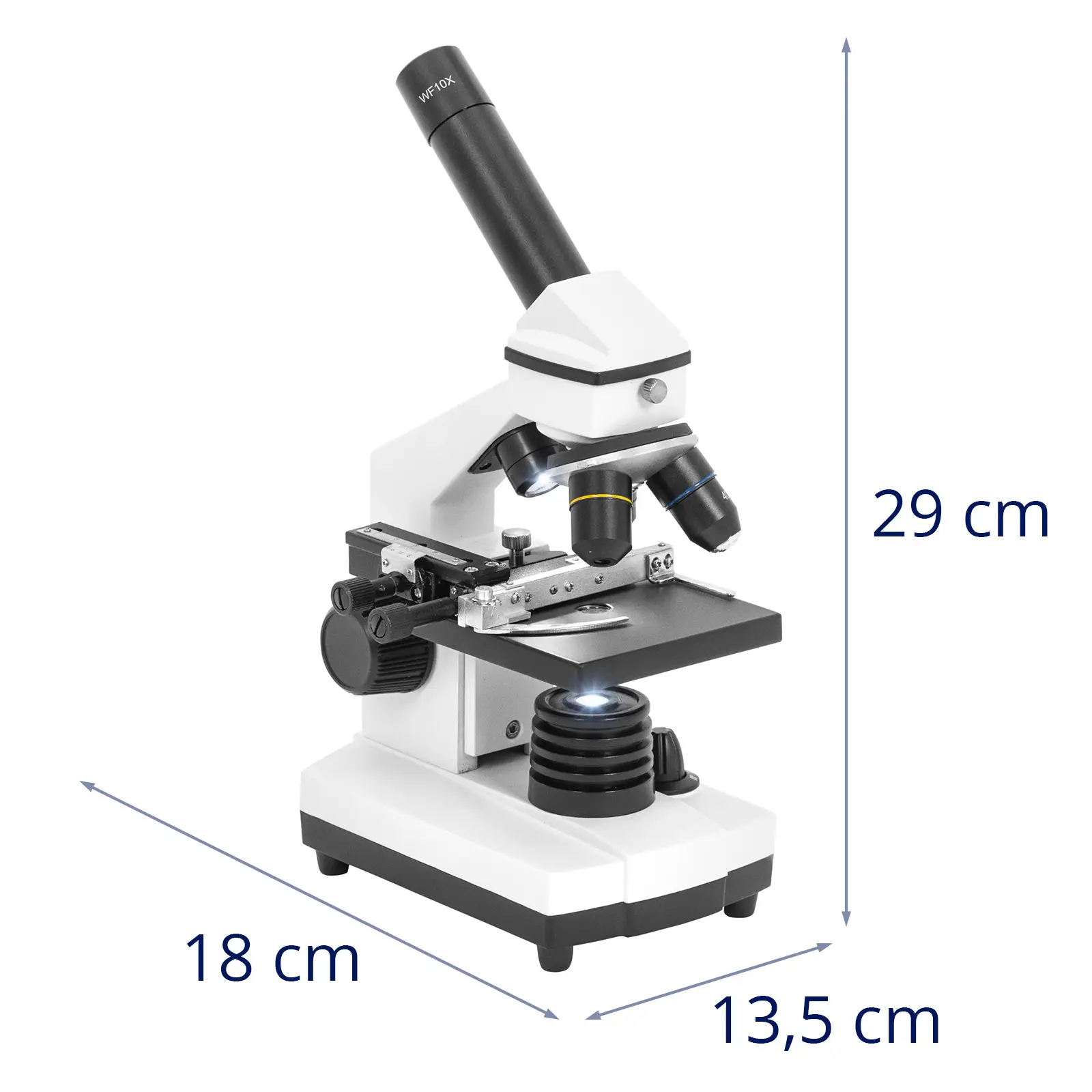 Mikroskop - 40 bis 400-fach - monokular - LED-Durch- & Auflicht - verstellbare Klammer