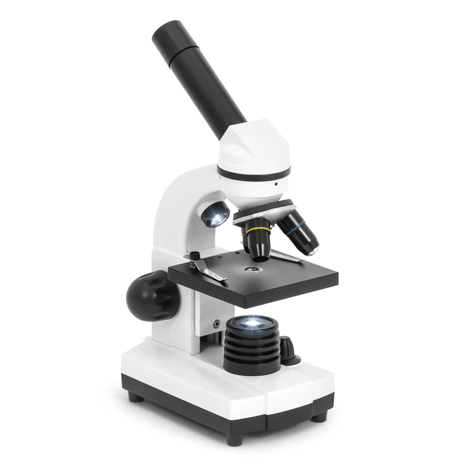 Microscope - 40 to 400x - monocular - LED transmitted & incident light - rechargeable battery & mains adapter