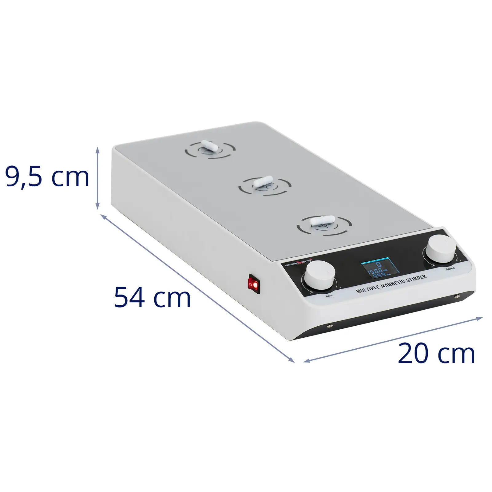 Magnetická míchačka - 3 x 1 000 ml - 100 až 1500 ot/min - časovač (Typ ovládání: 2 otočné knoflíky)