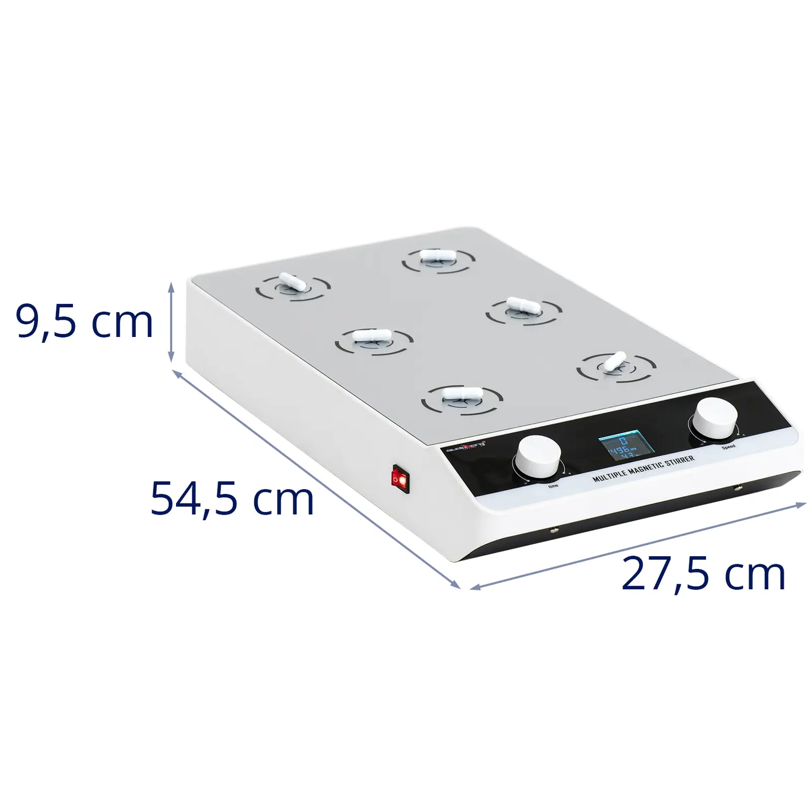 Magnetická míchačka - 6 x 1 000 ml - 100 až 1500 ot/min - časovač (Typ ovládání: Otočná tlačítka)