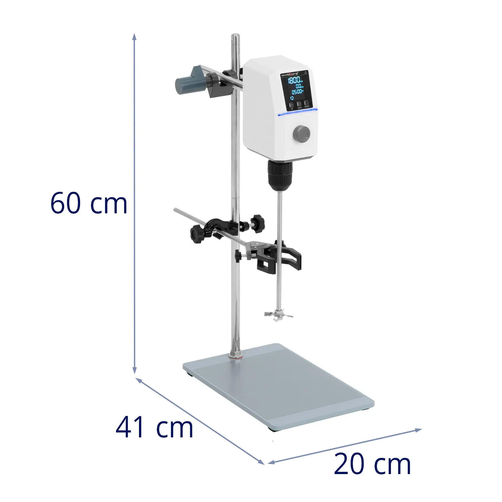 Laboratorní míchačka - až 30 l - 1 800 ot/min - dva směry otáčení - časovač - LCD displej