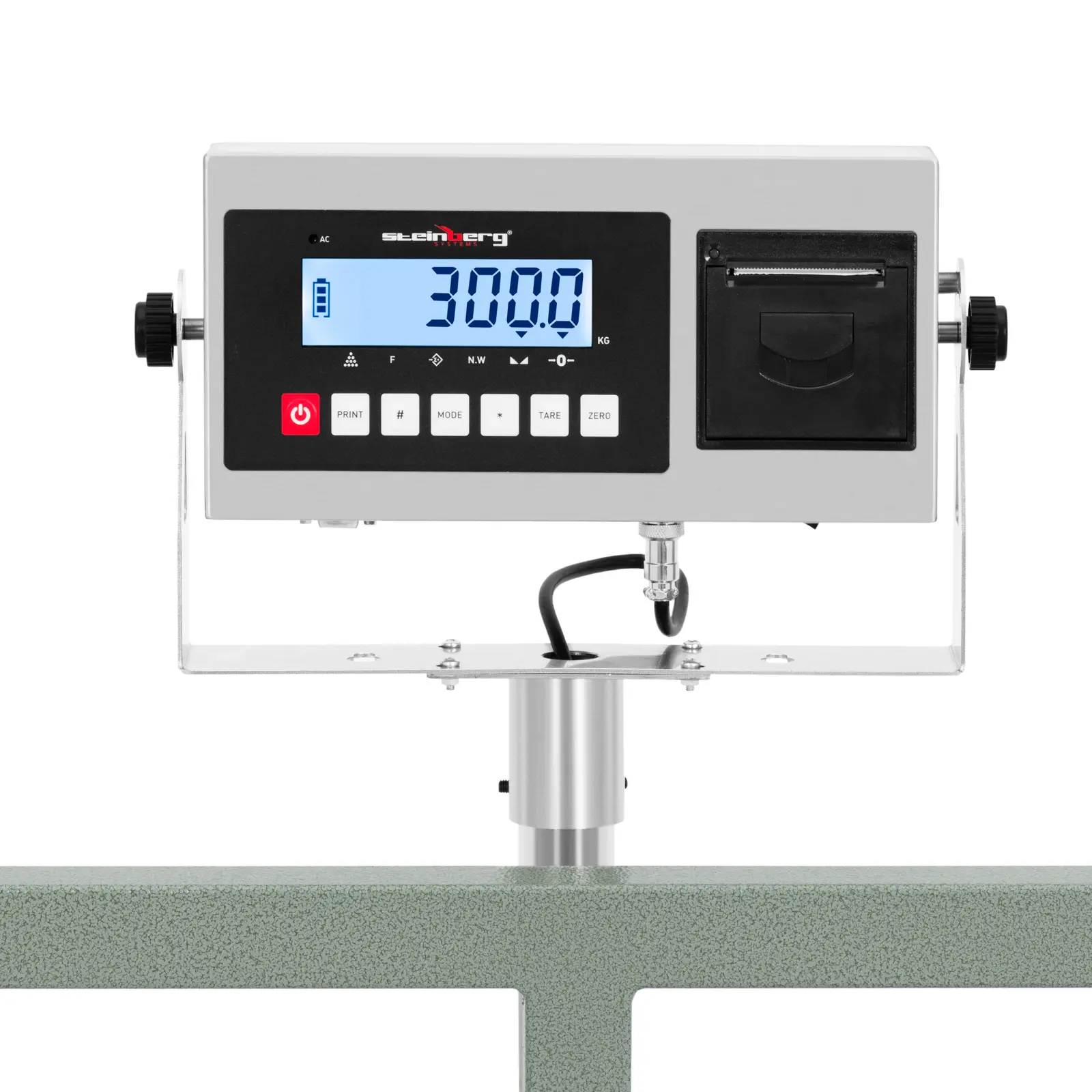 Platform mérleg - 300 kg / 20 g - 100 x 100 cm - LCD kijelzővel és címkenyomtatóval