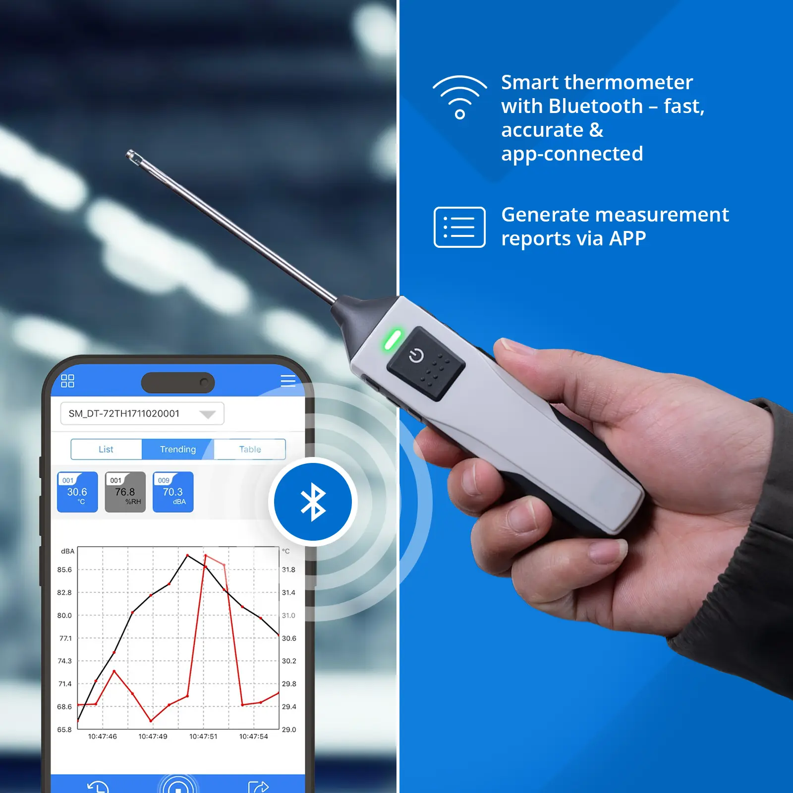  Termómetro inteligente -50 a 150 °C - resolución: 0.1 °C - Steinberg Systems (Bluetooth: Sí)