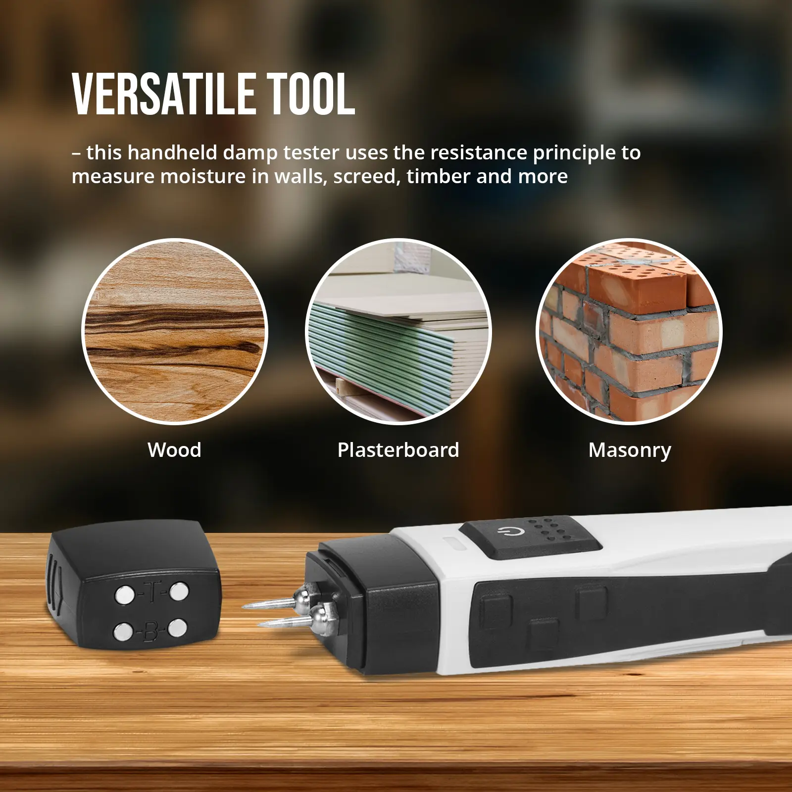 Vochtmeter - voor hout, muren en bouwmaterialen - 6-99,9 % - Bluetooth - automatische uitschakeling (LED-verlichting: Nee)