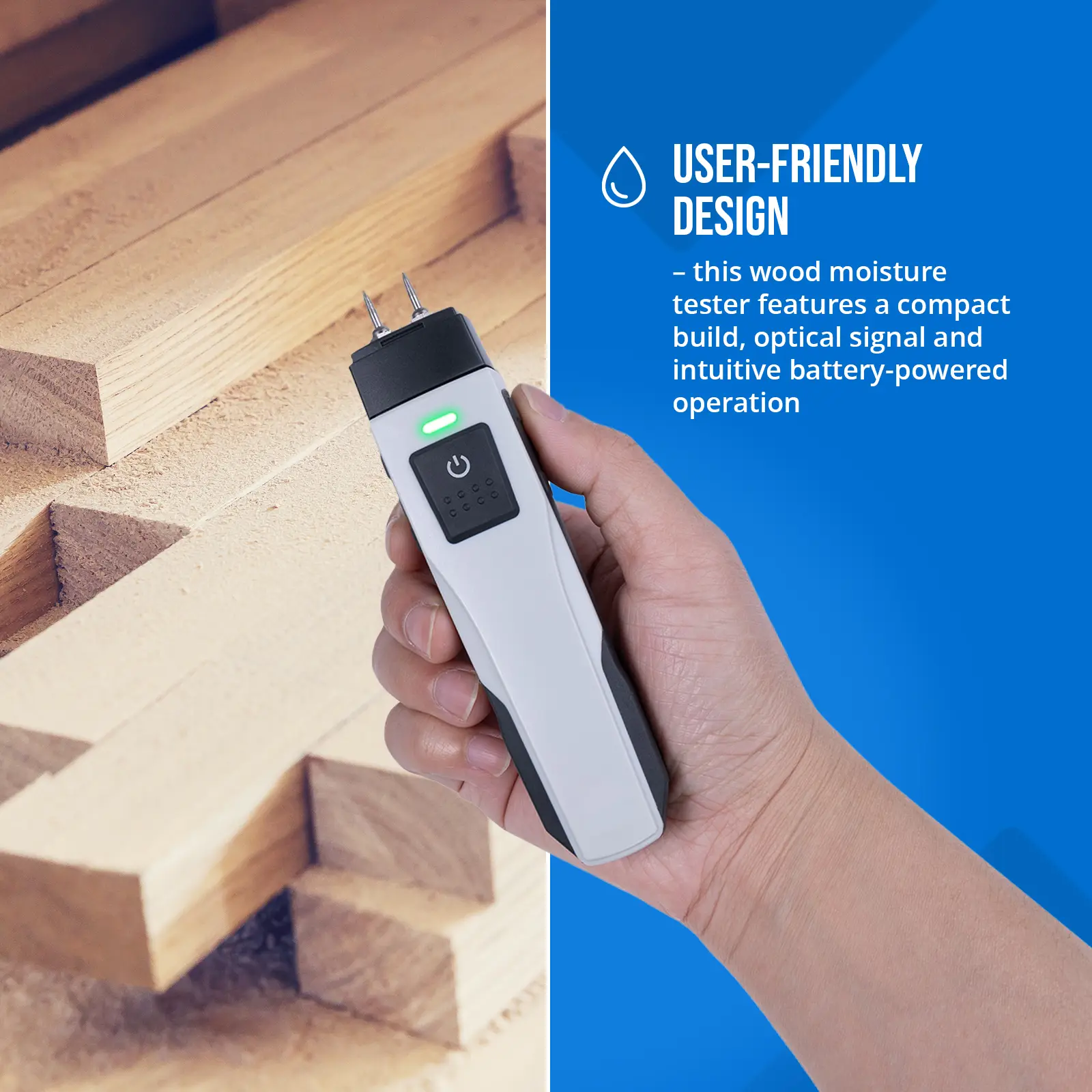 Testeur d'humidité - pour bois, murs et chapes - 6 - 99,9% - Bluetooth (Wi-Fi: Non)