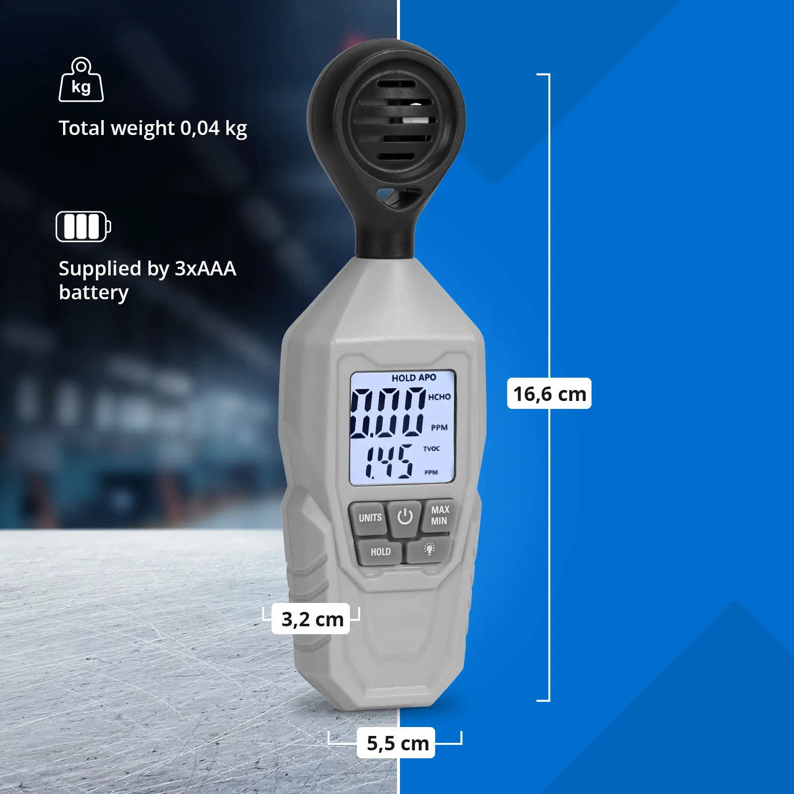 Analyseur d'air - à partir de 0,01 mg/m³ COVT / HCHO (Matériau(x): ABS)