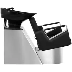 Friseur Waschbecken mit Sessel - 600 x 505 mm - Schwarz - Edelstahlfuß 