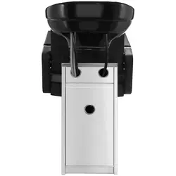 Fodrász fejmosó fotellel - 600x505 mm - Fekete - rozsdamentes acél alap 