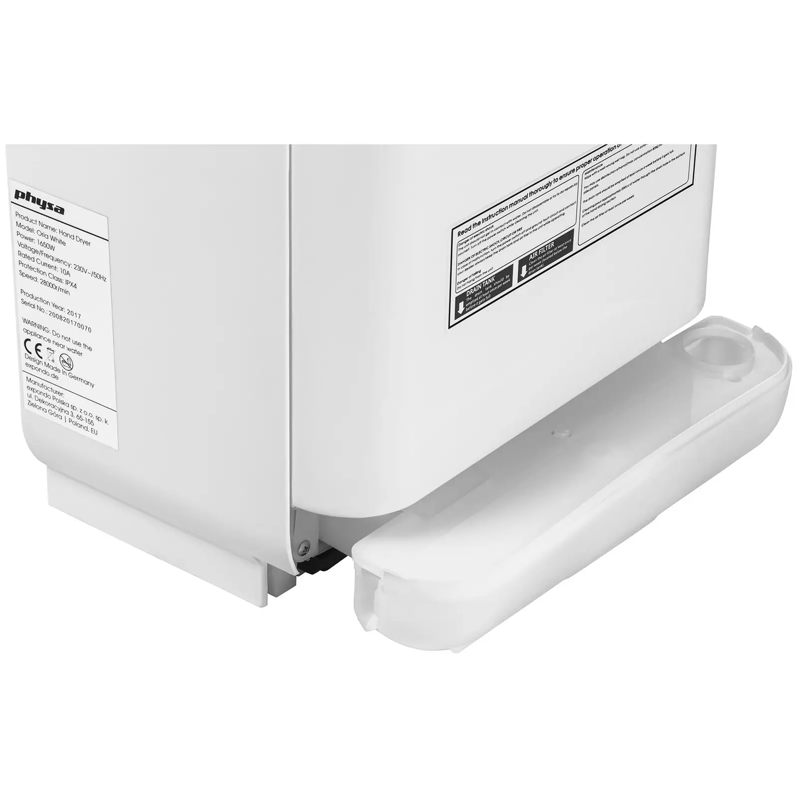 Sèche-mains  - 1650 W - Blanc (Température de l’air: 48 °C)