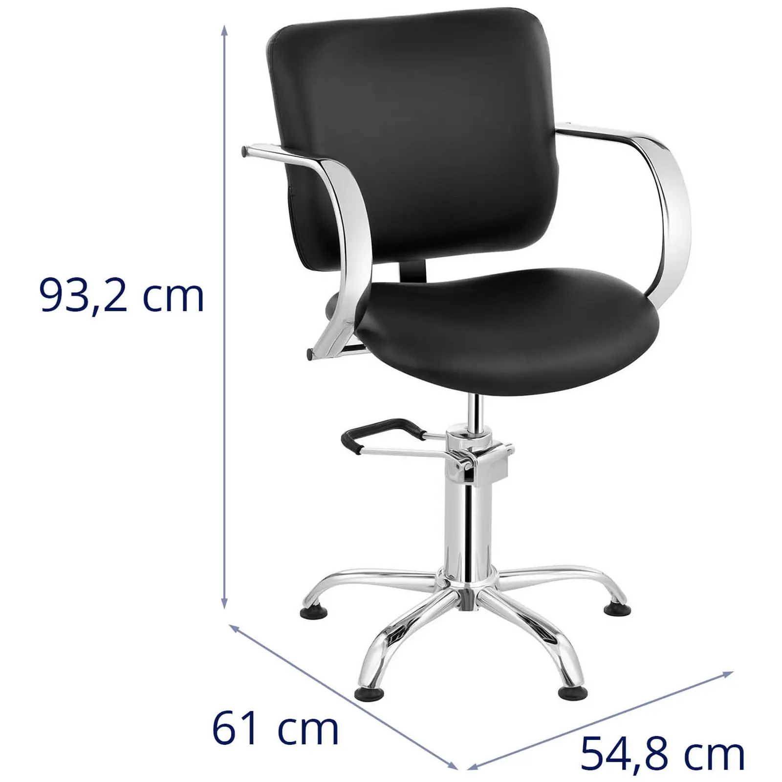 Fodrász szék - 590–720 mm - 150 kg - Fekete