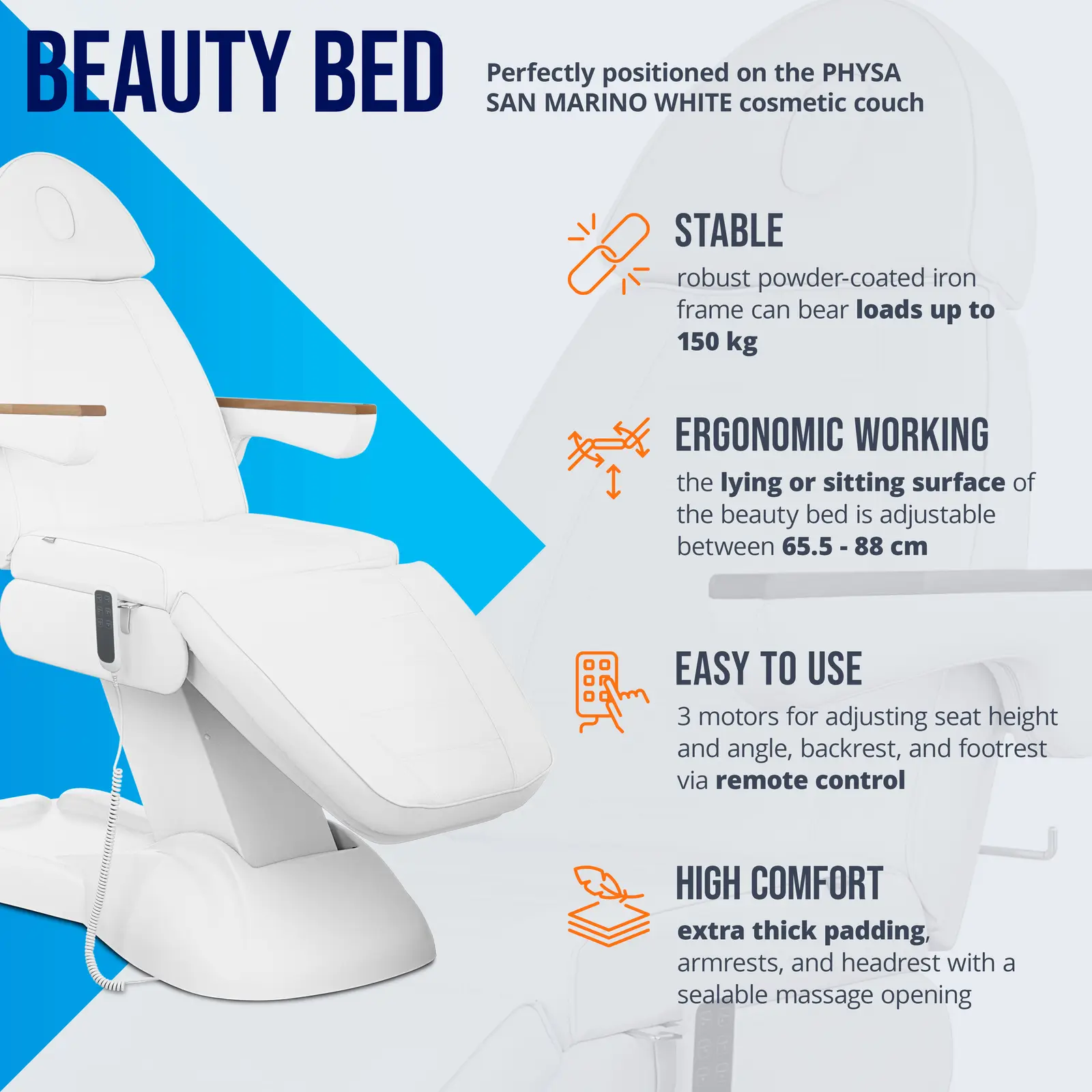 Factory second Beauty Bed - 218 x 79.5 x 173 cm - 150 kg - White