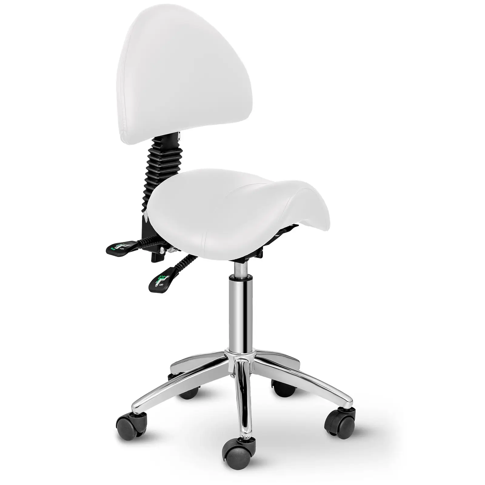 Outlet Krzesło siodłowe z oparciem 550 - 690 mm - 150 kg - białe