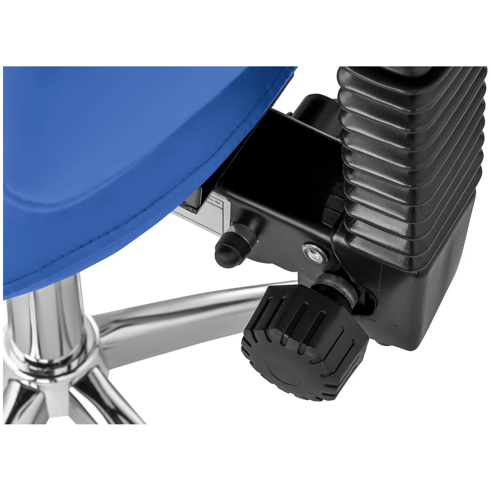 Sgabello a sella con schienale - a rotelle - 550 - 690 mm - 150 kg - Blu