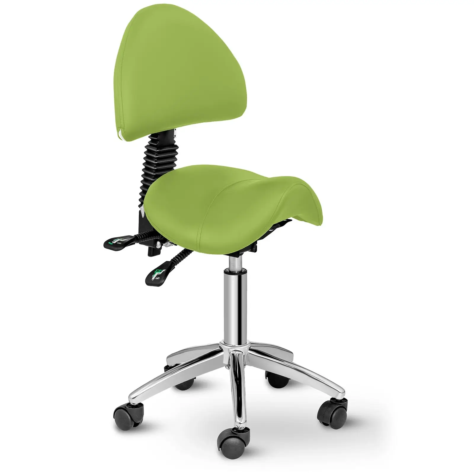 Saddle Chair with Back Support - 550-690 mm - 150 kg - Light green