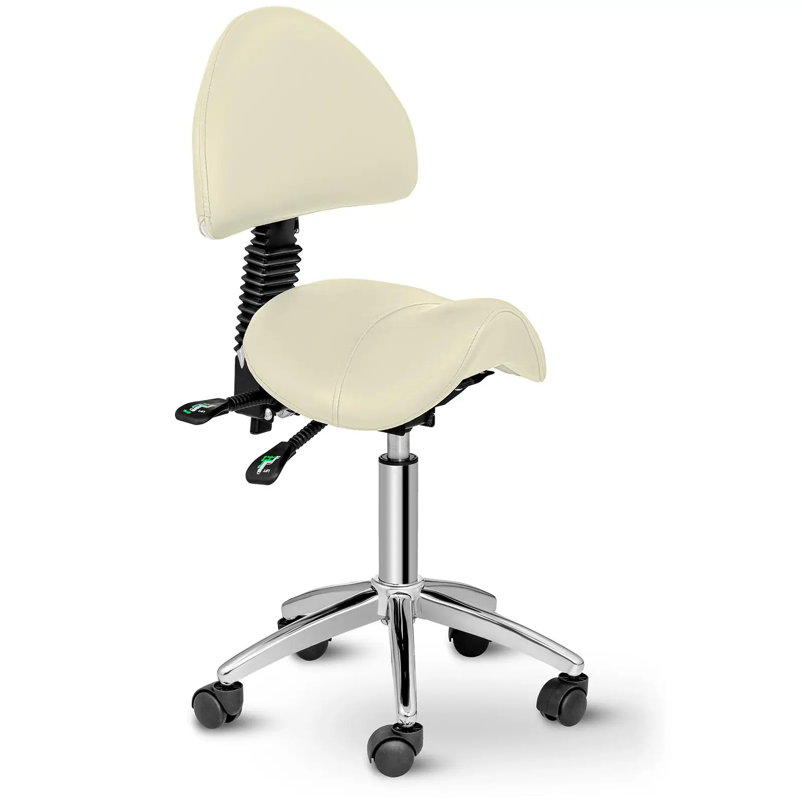 Sgabello a sella - a rotelle - 550 - 690 mm - 150 kg - Beige