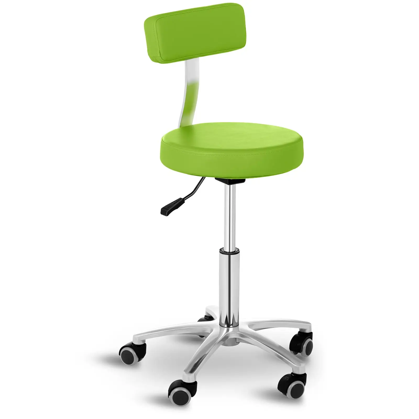 Tabouret à roulettes avec dossier - 445 - 580 mm - 150 kg - Vert