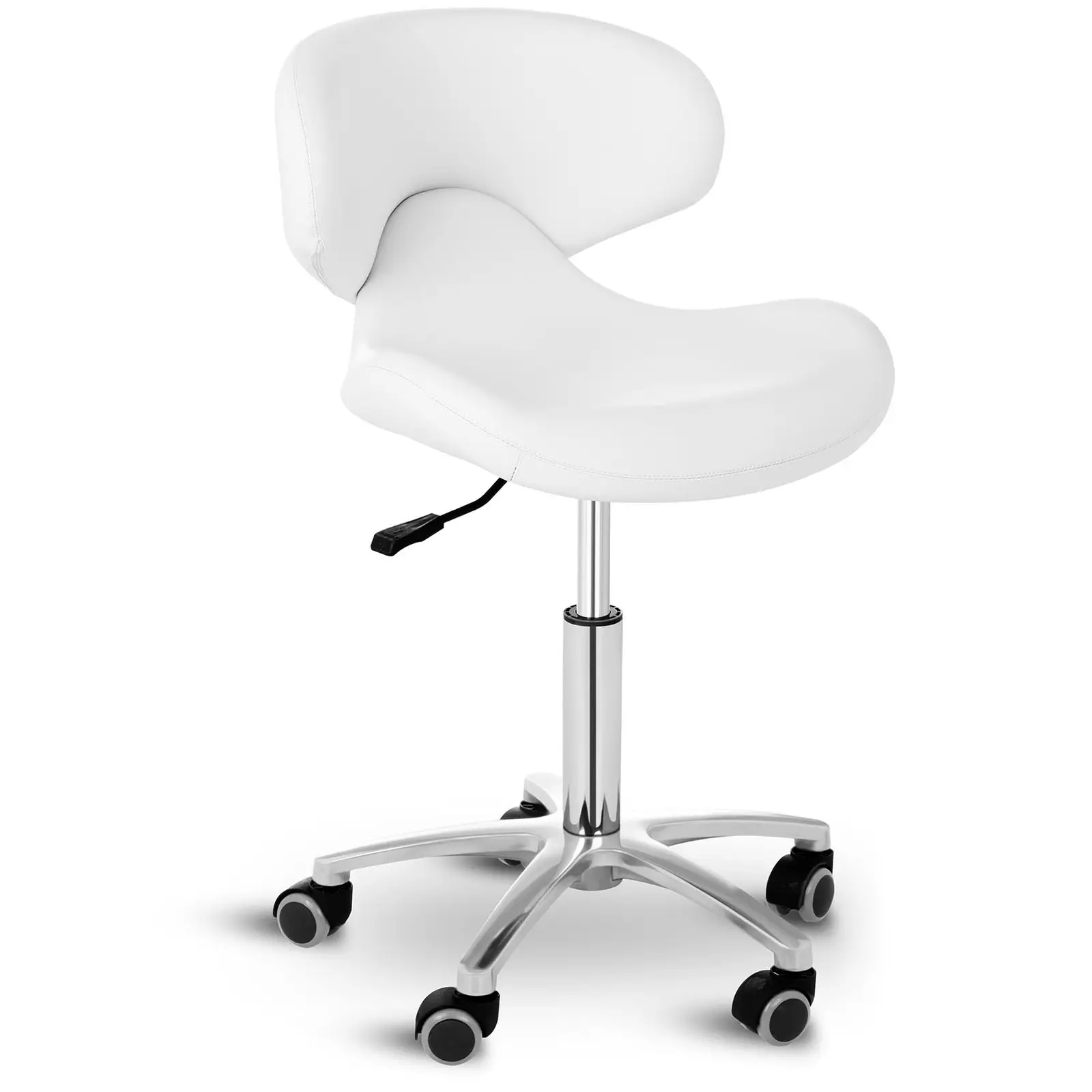 Occasion Tabouret à roulettes avec dossier - 440- 570 mm - 150 kg - Blanc