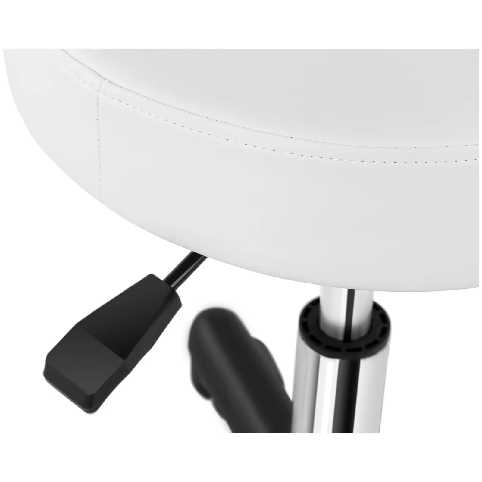 Taburet na kolečkách - 450–580 mm - 150 kg - bílý (Maximální výška sezení: 58 cm)