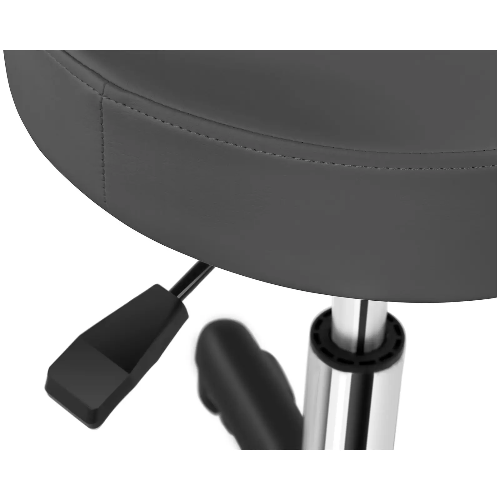 Taburet na kolečkách - 450–580 mm - 150 kg - šedý (Maximální výška sezení: 58 cm)