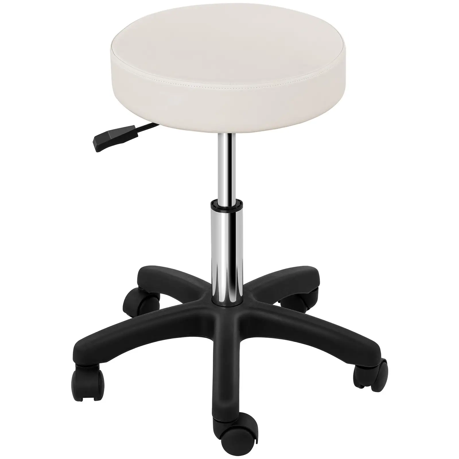 Taburet na kolečkách - 450–580 mm - 150 kg - béžový (Opěrný kroužek na nohu: Ne)