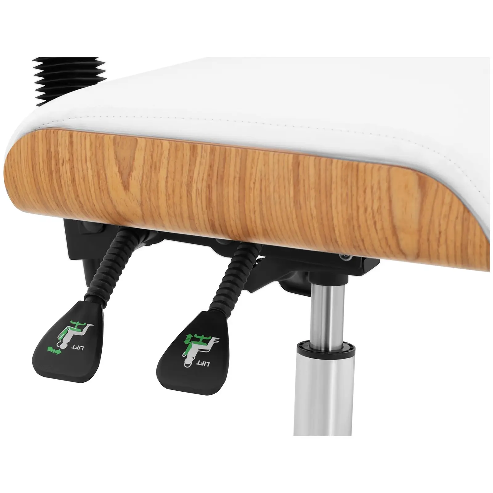 B-zboží Otočná židle s opěradlem - 575–775 mm - 160 kg - přírodní dřevo, bílá (Maximální zatížení: 150 kg)