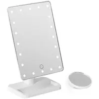 LED Vanity Mirror - white - 10x magnification - 20 LEDs - square - speaker
