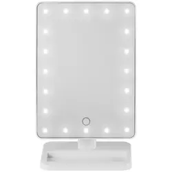 Specchio con luci per trucco - bianco - ingrandimento 10x - 20 LED - rettangolare - casse altoparlanti