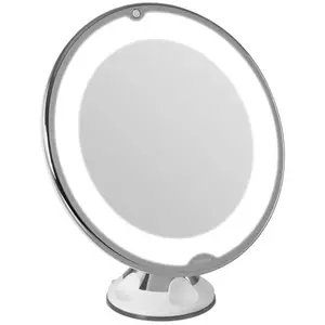 Miroir de maquillage grossissant 10x - Blanc - 10 LED - Rond
