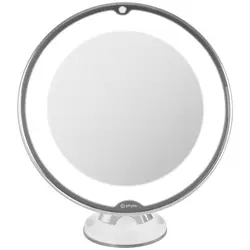 Specchio con luci per trucco - bianco - ingrandimento 10x - 10 LED - rotondo