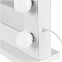 Sminkespeil med lys - hvitt - 14 LED - firkantet - høyttaler
