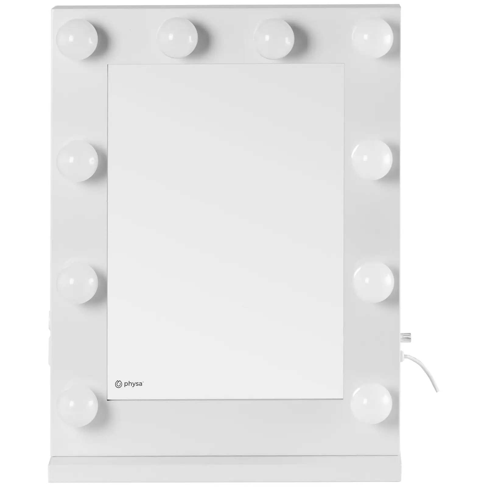 Hollywoodské zrcadlo - bílé - 10 LED diod - hranaté