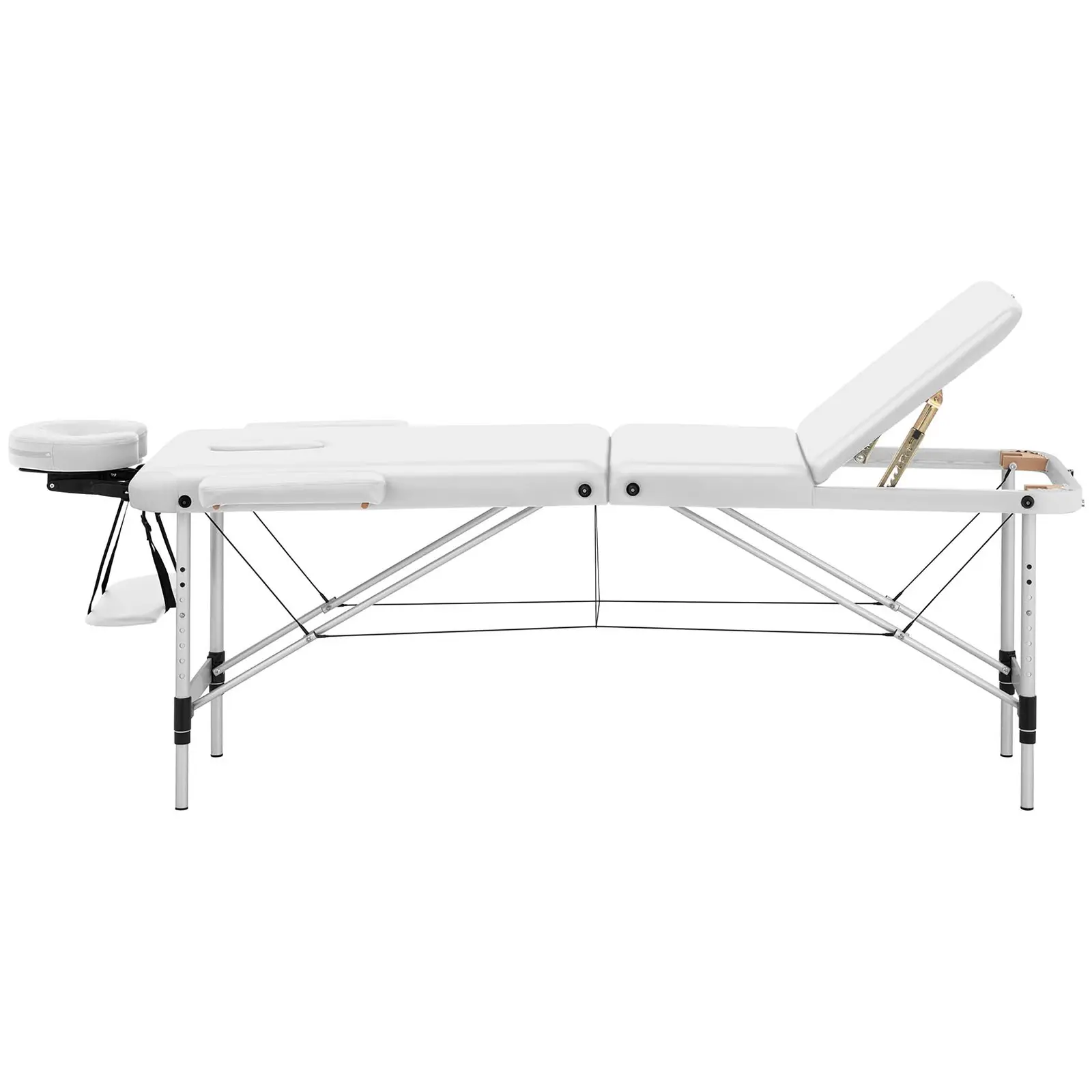 Skládací masážní lehátko - 3 zóny - 185 x 60 x 59–80 cm - 180 kg - bílé (Minimální výška: 59 cm)