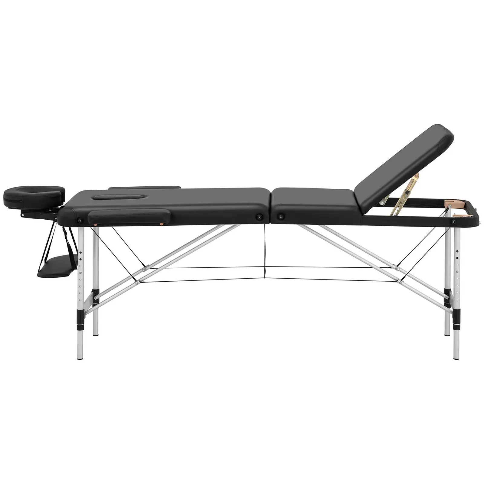 Skládací masážní lehátko - 3 zóny - 185 x 60 x 59–80 cm - 180 kg - černé (Minimální výška: 59 cm)