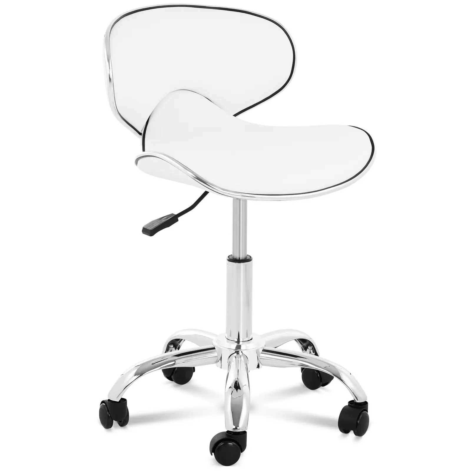 Tabouret de bureau avec dossier - 48 -  62 cm - 150 kg - Blanc