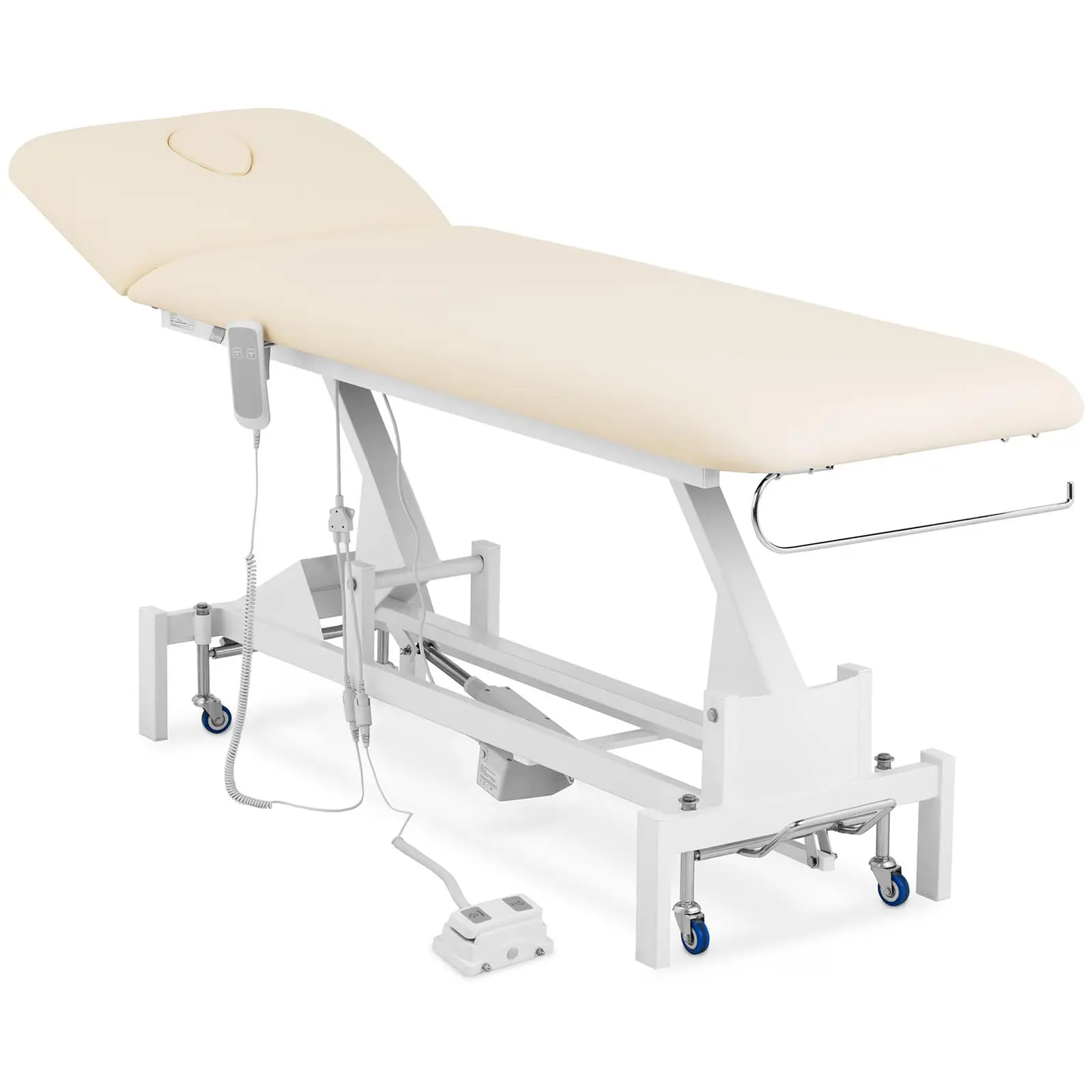 Massagebriks - elektrisk - 1 motor - 100 W - 207 x 68 x 53 - 92 cm - 200 kg - hvid og beige