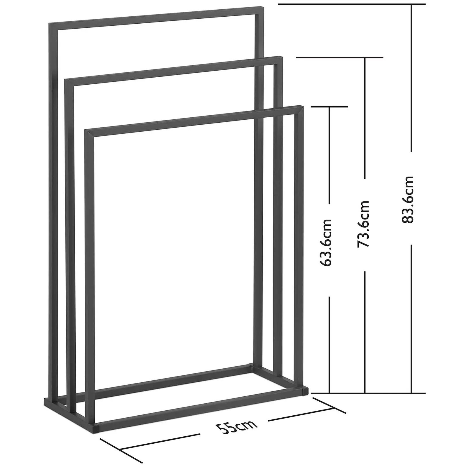 Stojan na ručníky - 3 tyče - šířka: 55 cm (Rozměry (DxŠxV): 55 x 21.4 x 83.7 cm)