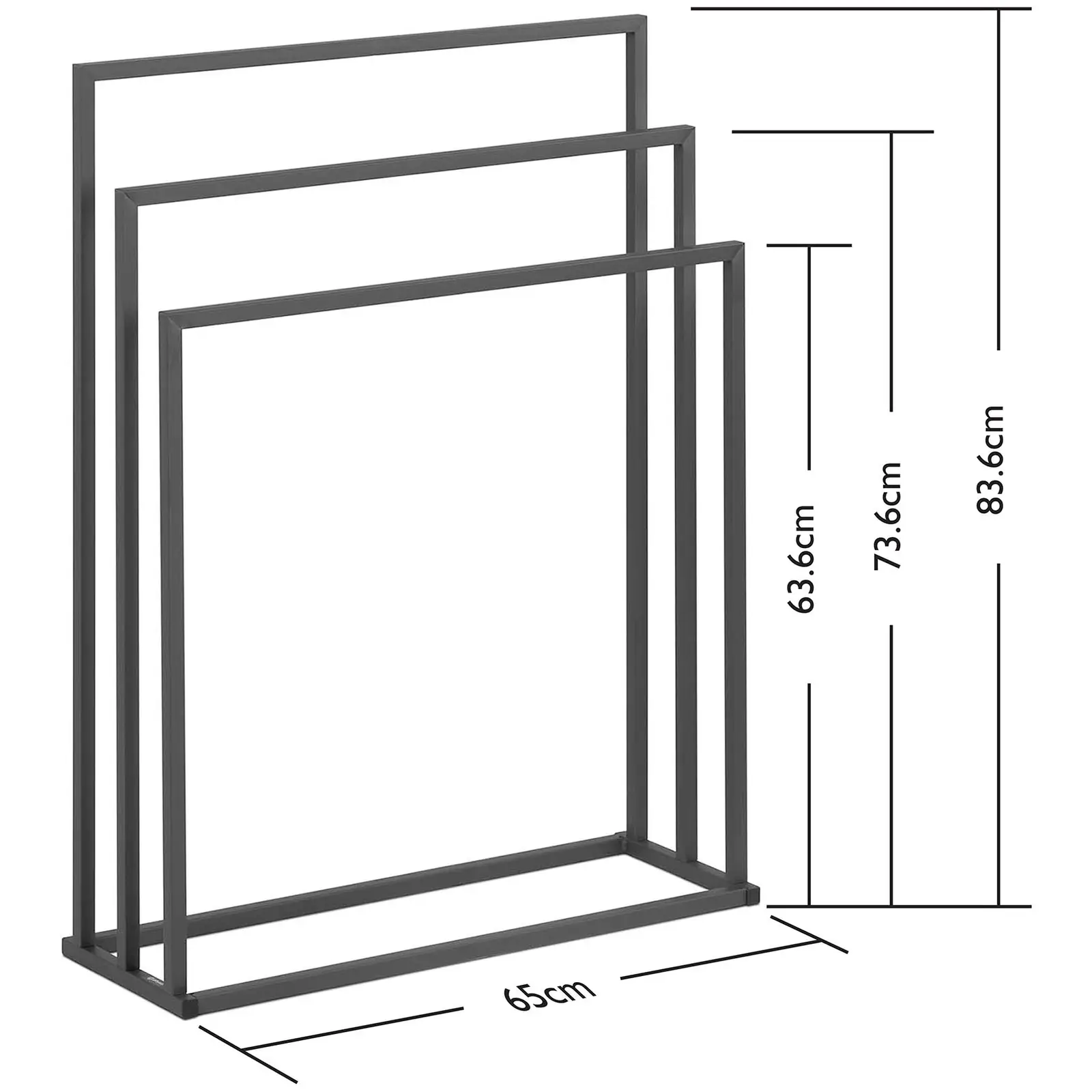 Porte-serviette sur pied - 3 barres - Largeur : 65 cm