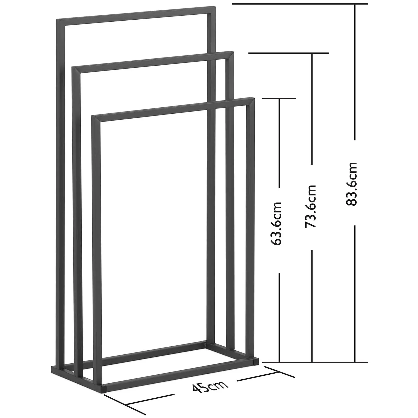 Håndklædestativ - 3 stænger - bredde: 45 cm