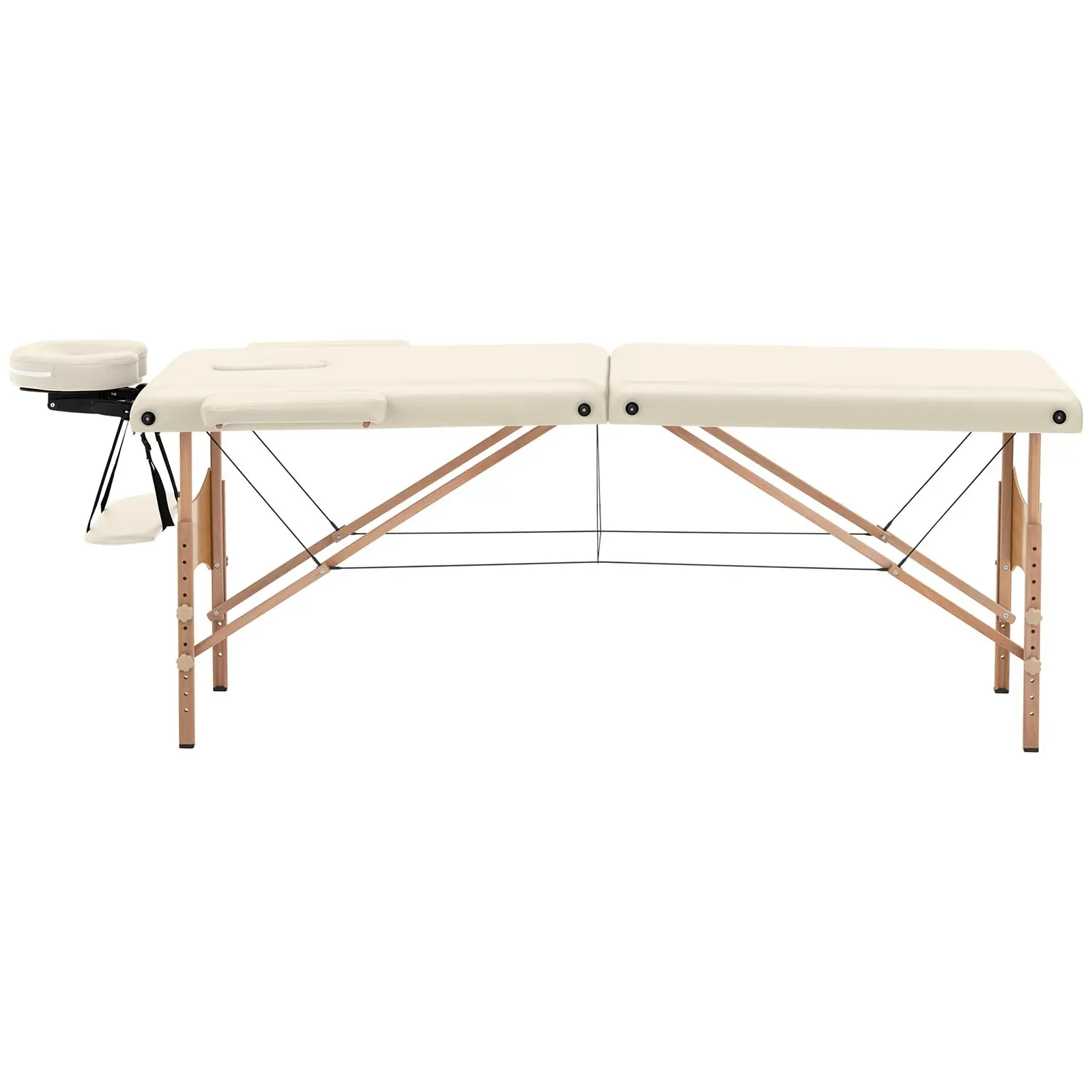 Skládací masážní lehátko - 2 zóny - 185 x 60 x 62–86 cm - 220 kg - béžové (Maximální výška: 86 cm)