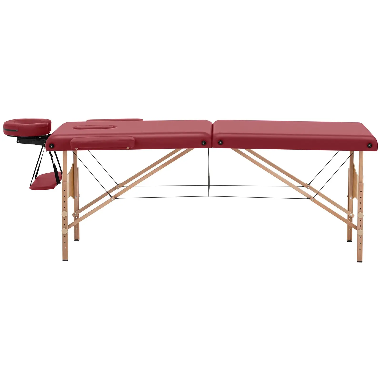 Skládací masážní lehátko - 2 zóny - 185 x 60 x 62–86 cm - 220 kg - červené (Maximální výška: 86 cm)