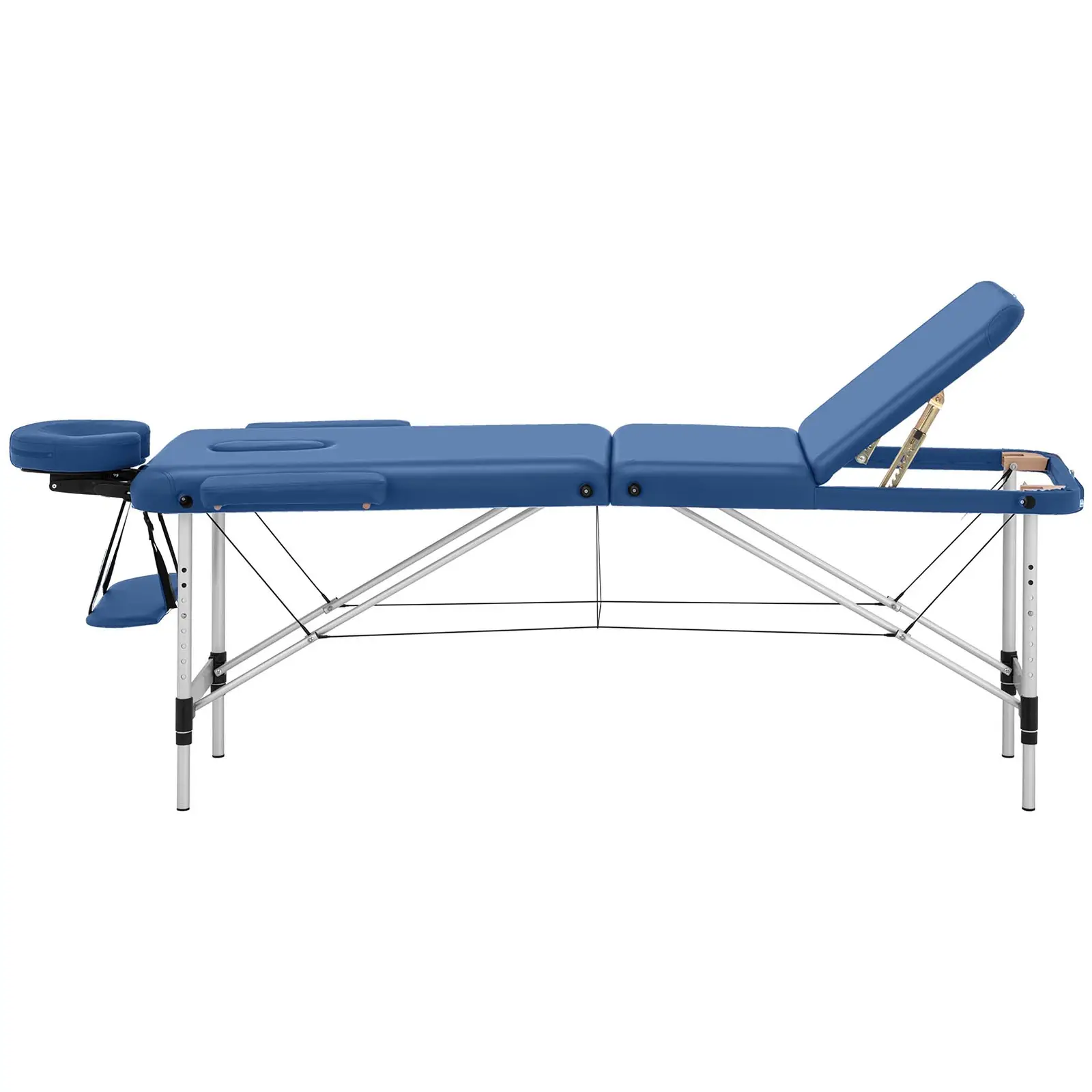 Skládací masážní lehátko - 3 zóny - 185 x 60 x 59–80 cm - 180 kg - modré (Minimální výška: 59 cm)