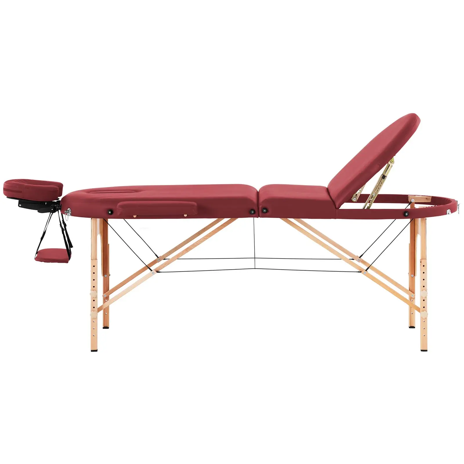 Table de massage pliante - 3 zones - 185 x 70 x 62-86  cm - 220 kg - Rouge (Hauteur min: 62 cm)